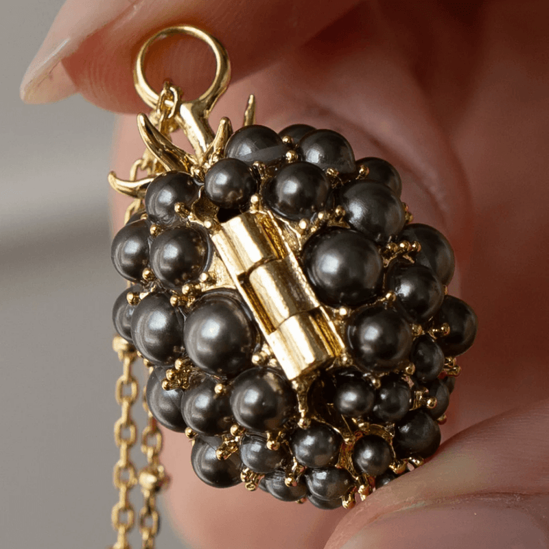 Bill Skinner Blackberry & Mouse Locket Necklace hinge detail