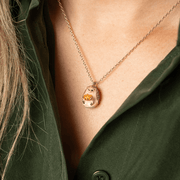 Bill Skinner Hedgehog & Pumpkin Mini Pendant Necklace worn