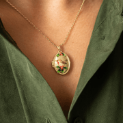 Bill Skinner Robin & Holly Cameo Locket Necklace worn
