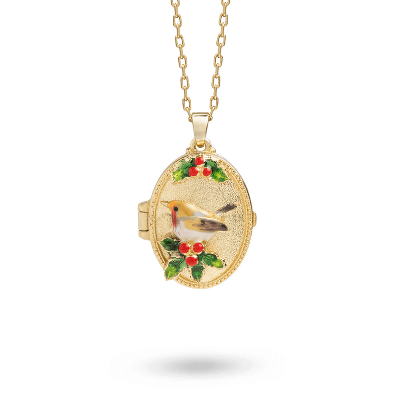 Bill Skinner Robin & Holly Cameo Locket Necklace