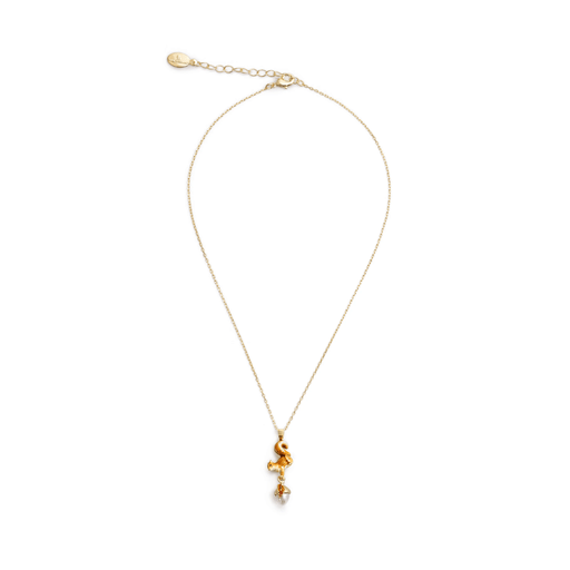 Bill Skinner Squirrel & Acorn Pendant Necklace with gold-plated chain