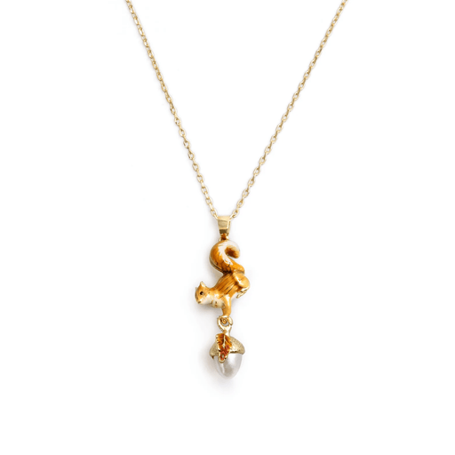 Bill Skinner Squirrel & Acorn Pendant Necklace