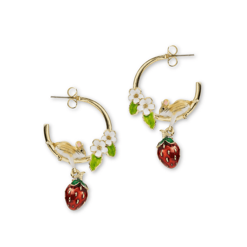 Bill Skinner Strawberry & Mouse Hoop Earrings