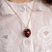Bill Skinner Strawberry & Mouse Locket Necklace worn