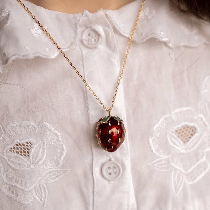 Bill Skinner Strawberry & Mouse Locket Necklace worn