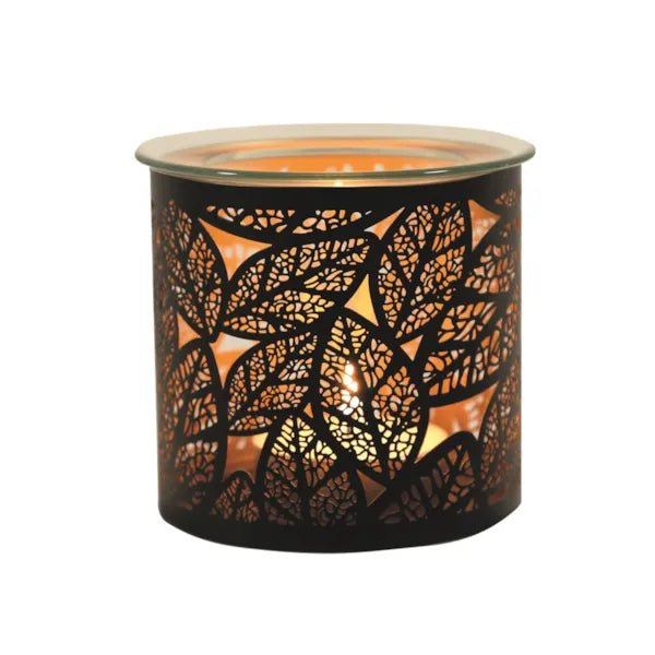 Black Leaf Cut - Out Wax Melt Burner with Glass Dish - Something Different Gift Shop