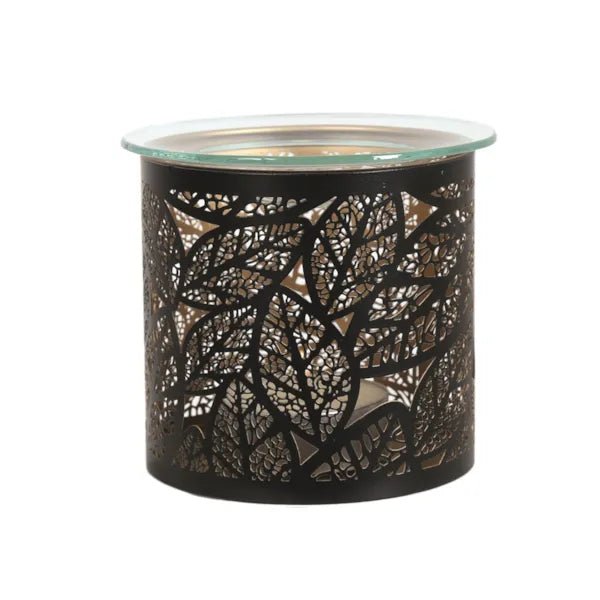 Black Leaf Cut - Out Wax Melt Burner with Glass Dish - Something Different Gift Shop