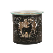 Black Reindeer Scene Wax Melt Burner – Winter Woodland Glow - Something Different Gift Shop