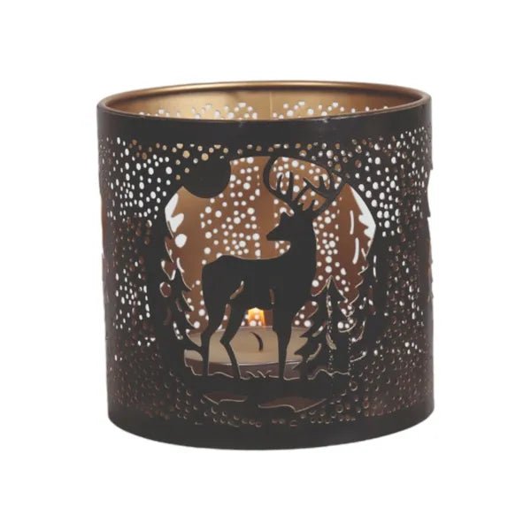Black Reindeer Scene Wax Melt Burner – Winter Woodland Glow - Something Different Gift Shop