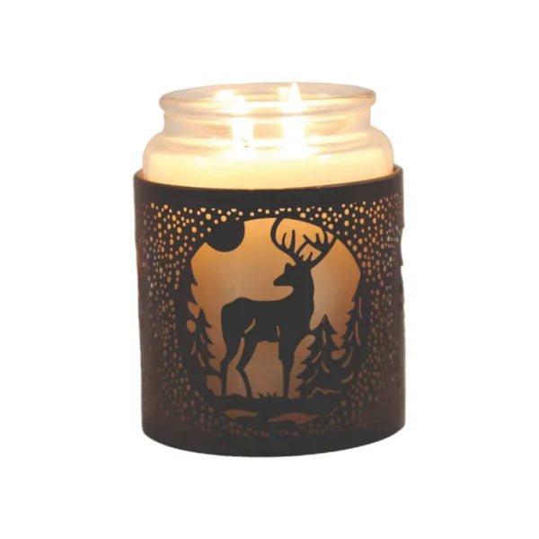 Black Reindeer Scene Wax Melt Burner – Winter Woodland Glow - Something Different Gift Shop