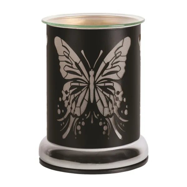Black Satin Butterfly Touch Wax Melt Burner - Something Different Gift Shop