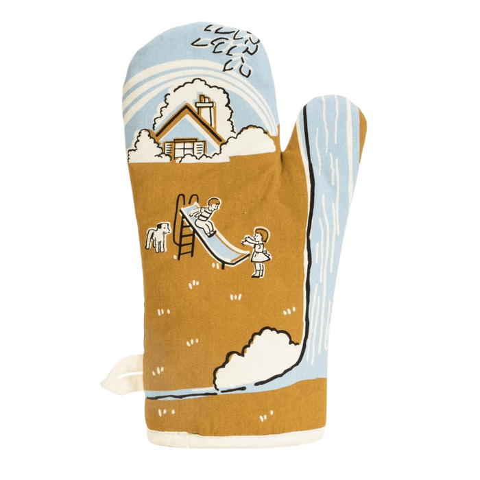 Reverse of Blue Q Oven Mitt - I Love My Asshole Kids