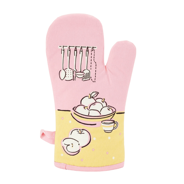 Reverse of Blue Q oven mitt - I've got a knife