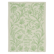 Full Blue Q The Food Has Weed In It tea towel design with colourful kitchen artwork