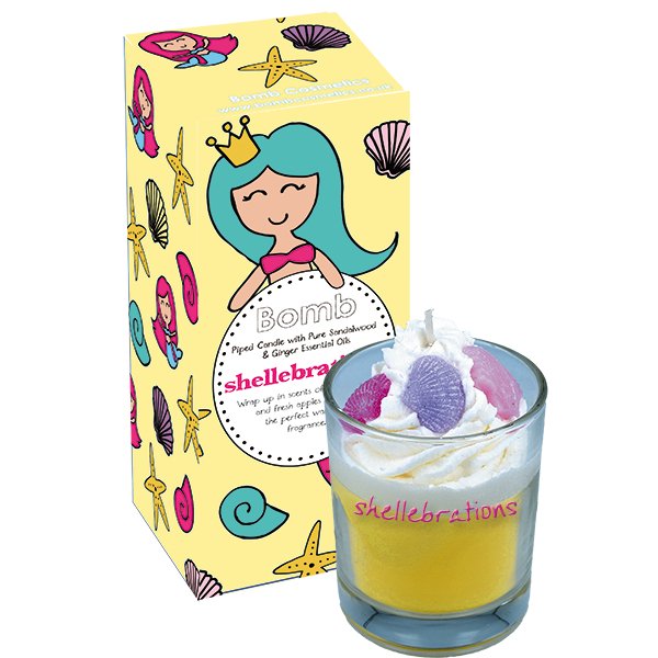 Bomb Cosmetics Piped Candle - Shell-ebrations - Something Different Gift Shop