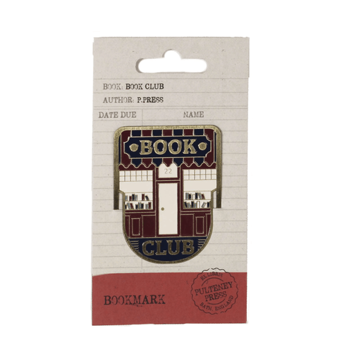Book Club metal bookmark displayed on Pulteney Press backing card