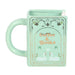 Green ceramic book shaped mug with handle for book lover gift