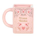 Pink ceramic book shaped mug with handle for book lover gift