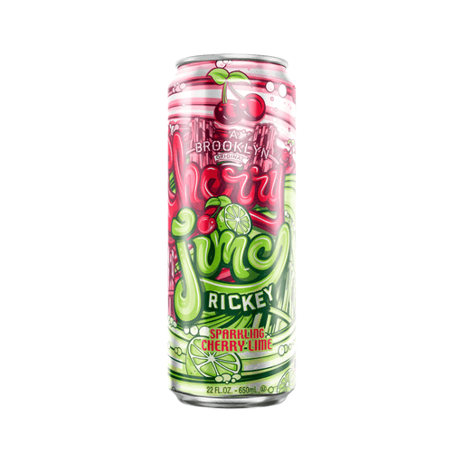 Brooklyn Cherry Lime Rickey sparkling soda 650ml can with sweet cherry and zesty lime flavour