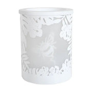 White bumblebee silhouette electric wax melt burner unlit, showing the bumblebee shadow design within the cut-out frame.