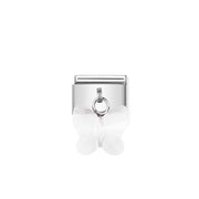 Nomination Classic Link with white cubic zirconia butterfly on stainless steel