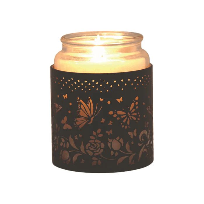 Butterfly Cutout Wax Melt Burner – Black & Gold Floral Design - Something Different Gift Shop
