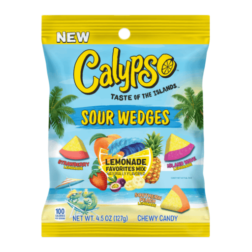 Calypso Sour Wedges Lemonade Favourites Mix 127g bag of colourful chewy sour candy
