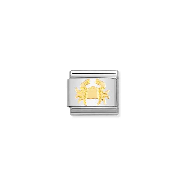 Nomination Classic Link with yellow-gold Cancer crab on stainless steel