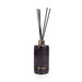 Candlelight Blackberry & Fig Tree 200ml reed diffuser bottle in ribbed purple glass with gold collar and black diffuser reeds, front view.