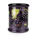 Candlelight Blackberry & Fig Tree large glass lidded jar candle, deep purple jar with blackberry artwork, front view.