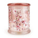 Candlelight Cherry Blossom & Sakura large glass lidded jar candle in blush pink with floral artwork, front view.