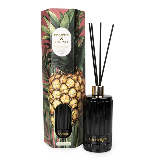 Candlelight Pineapple & Coconut reed diffuser 200ml with gift box and black bottle