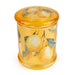 Top view of Candlelight Sweet Lemon & Rosemary large glass jar candle with matching yellow lid and lemon design.