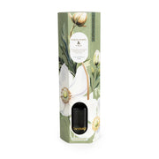 Candlelight White Poppy & Sage reed diffuser gift box with green botanical artwork and product label, front view.