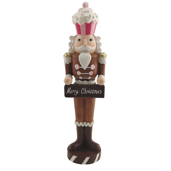 Candy-themed nutcracker display with 40cm figure in pink cupcake hat

