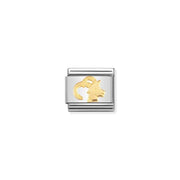 Nomination Classic Link with yellow-gold Capricorn goat on stainless steel