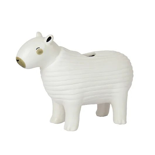 White ceramic capybara chia planter product photo on plain white background