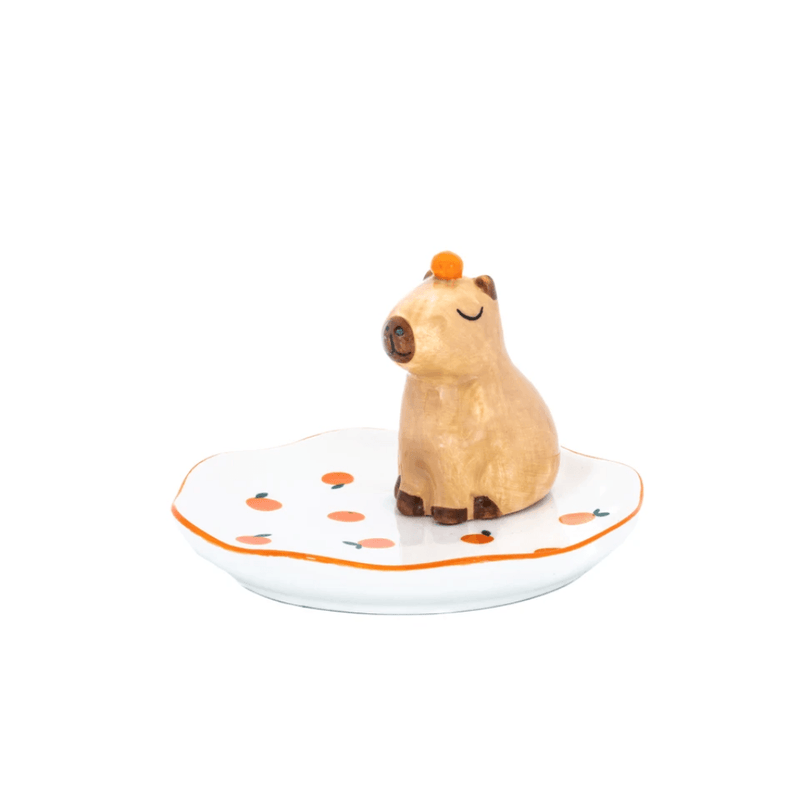 Sass & Belle Capybara Trinket Dish with orange detail
