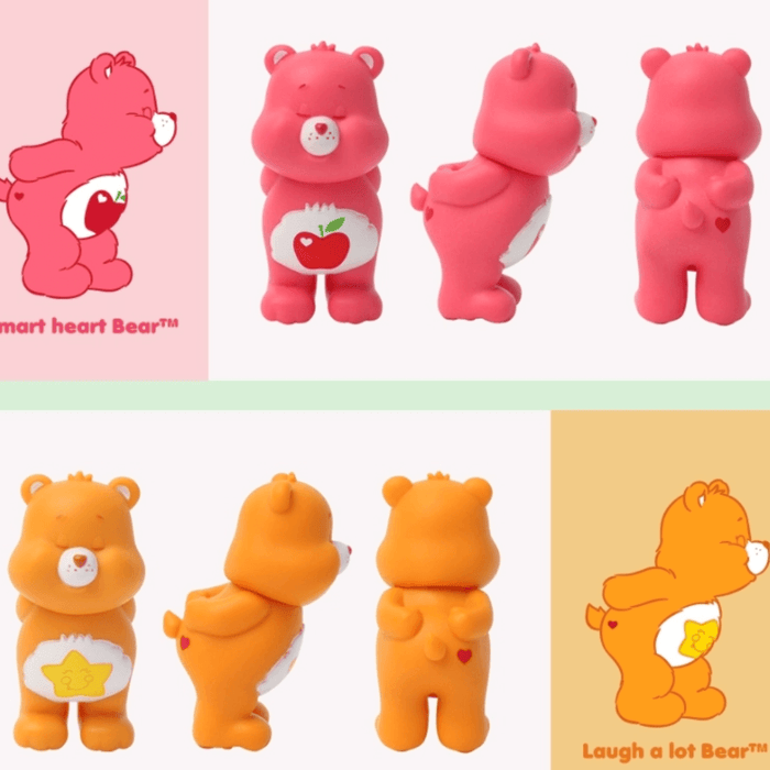 Smart Heart Bear and Laugh a Lot Bear figure turnarounds with character artwork