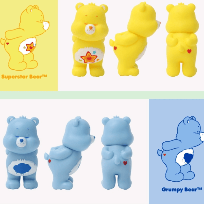 Superstar Bear and Grumpy Bear figure turnarounds with character artwork