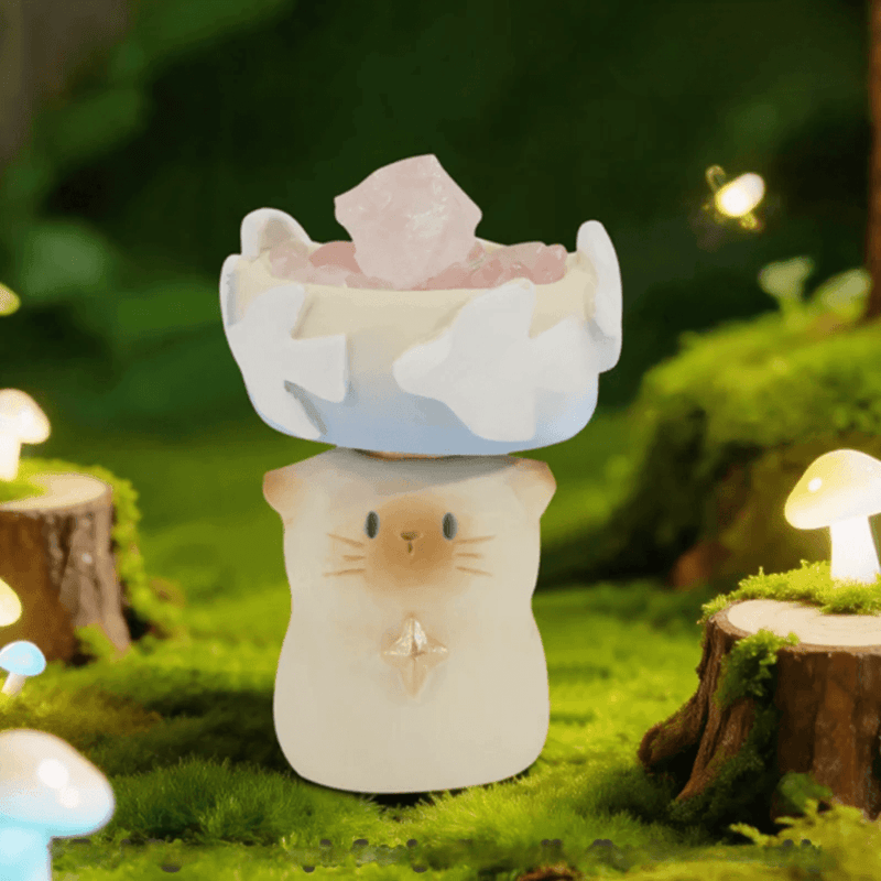 Fly to Freedom Cat PAI figure with pink crystal details in a woodland scene