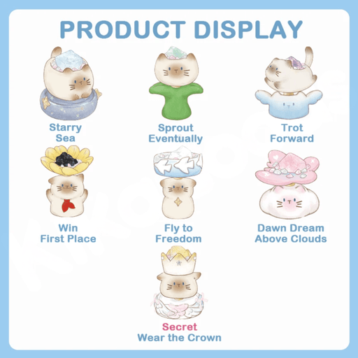 Cat PAI Never Stop Dreaming design guide showing six regular figures and secret Wear the Crown