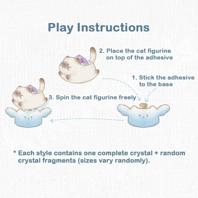 Cat PAI Never Stop Dreaming play instructions showing how to attach and spin the cat figure