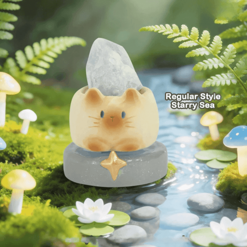 Starry Sea Cat PAI figure with large crystal detail on a grey display base