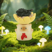 Win First Place Cat PAI resin cat figure with yellow flower and crystal detail