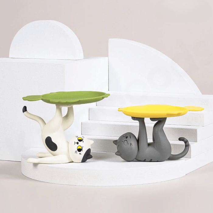 Cat Stands Series Black And White Cat Matcha and American Shorthair Cheese figures