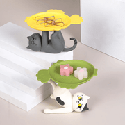 Cat Stands Series Black And White Cat Matcha and American Shorthair Cheese figures