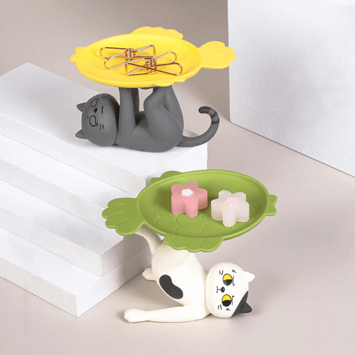 Cat Stands Series Black And White Cat Matcha and American Shorthair Cheese figures