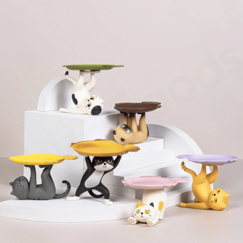 Cat Stands Series Blind Box collection scene with multiple cat tray figures