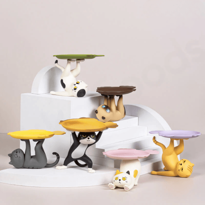 Cat Stands Series Blind Box collection scene with multiple cat tray figures